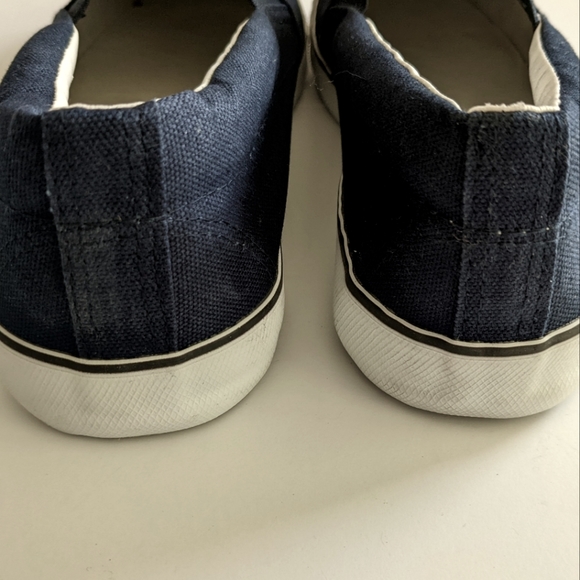 BBC Navy Blue Canvas Unisex Slip On Shoes Men Size 9 Womens Size 11 New - Picture 5 of 6